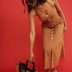 NWT Halter Micro Polka Dot Button Up Midi